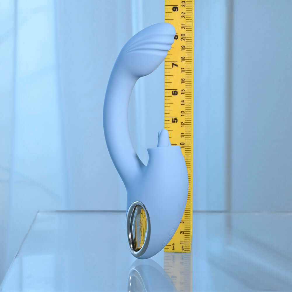 Playboy Pleasure SAPPHIRE SKY - Blue 21.6 cm USB Rechargeable Vibrator with Double Tongue Stimulator